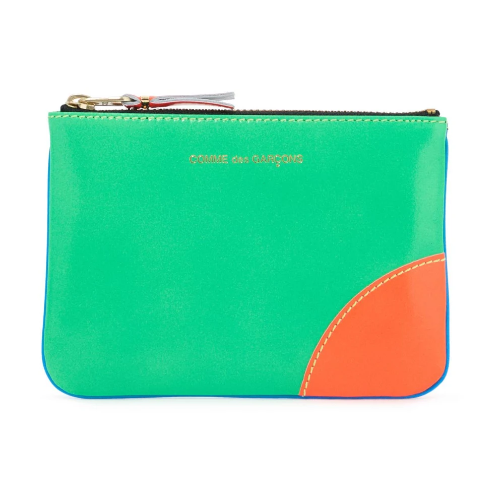 Comme des Garçons Fluorescerende leren etui met gouden logo Green Dames