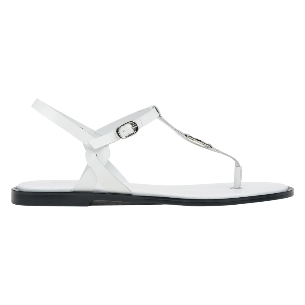 Estro Women's White Leather Flip-Flop Sandals