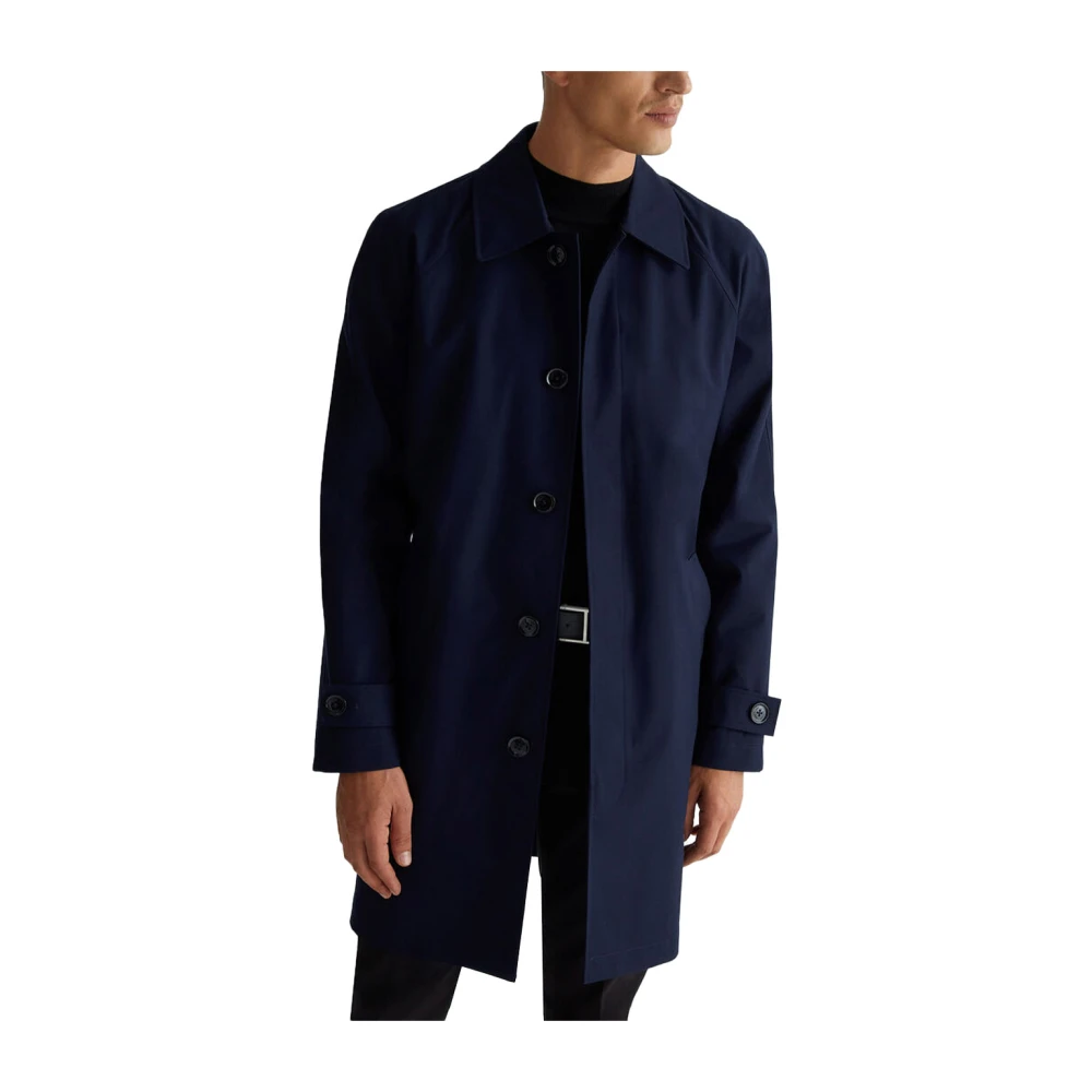 Liu Jo Elegant Polyester Trench Coat Blue Heren