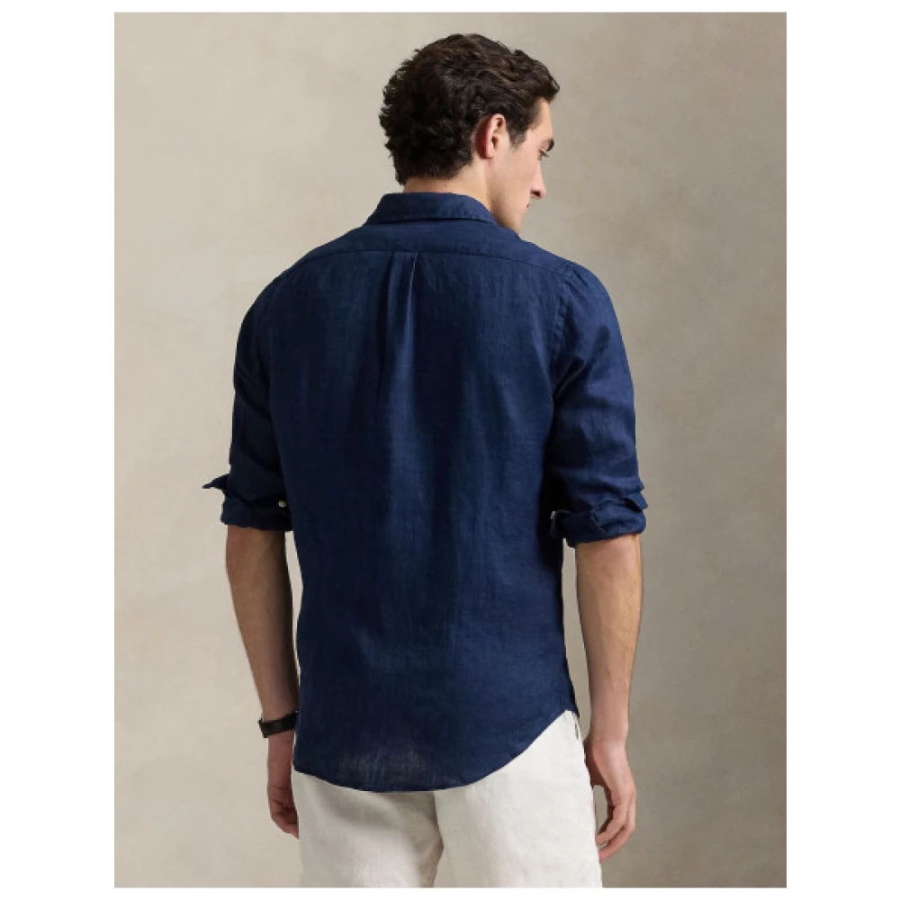 Polo Ralph Lauren Marine Linnen Overhemd Blue Heren