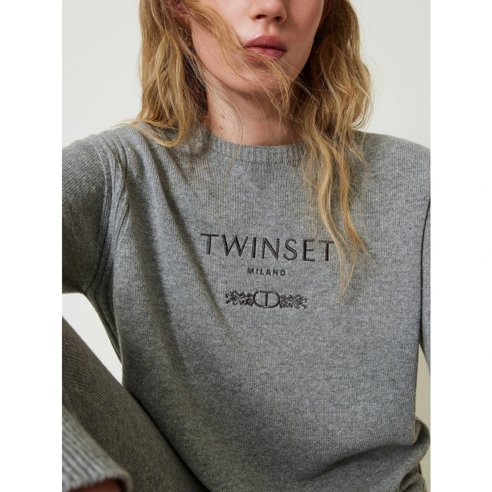 Twinset Melange Grijs Wollen Trui Gray Dames