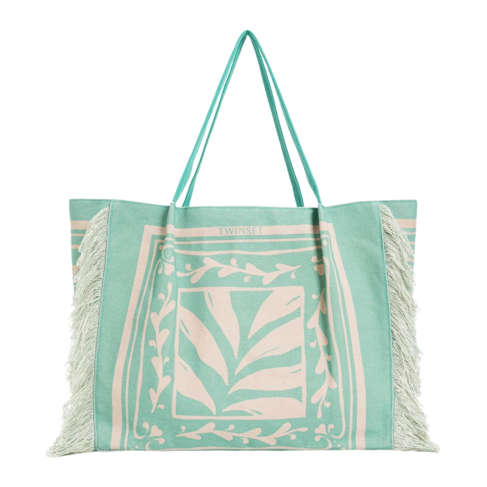 Twinset Groene Canvas Shopper Tas Green Dames