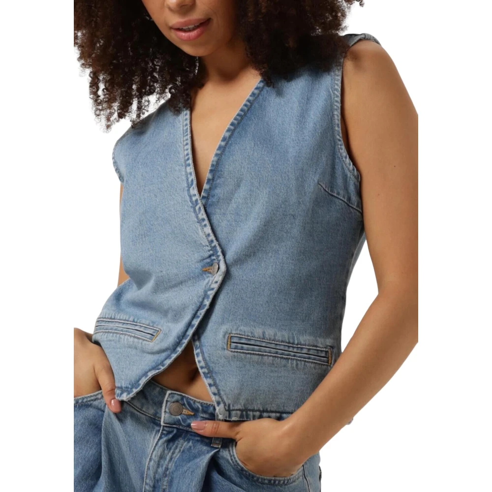 Selected Femme Denim Vest Casual Chic Style Blue Dames