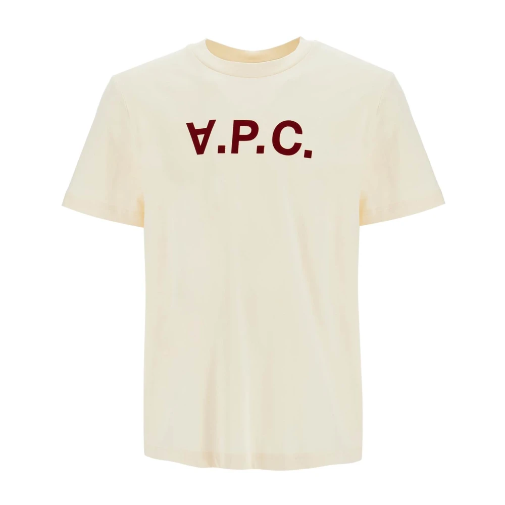 A.p.c. Flocked Logo Crewneck T-Shirt White Heren