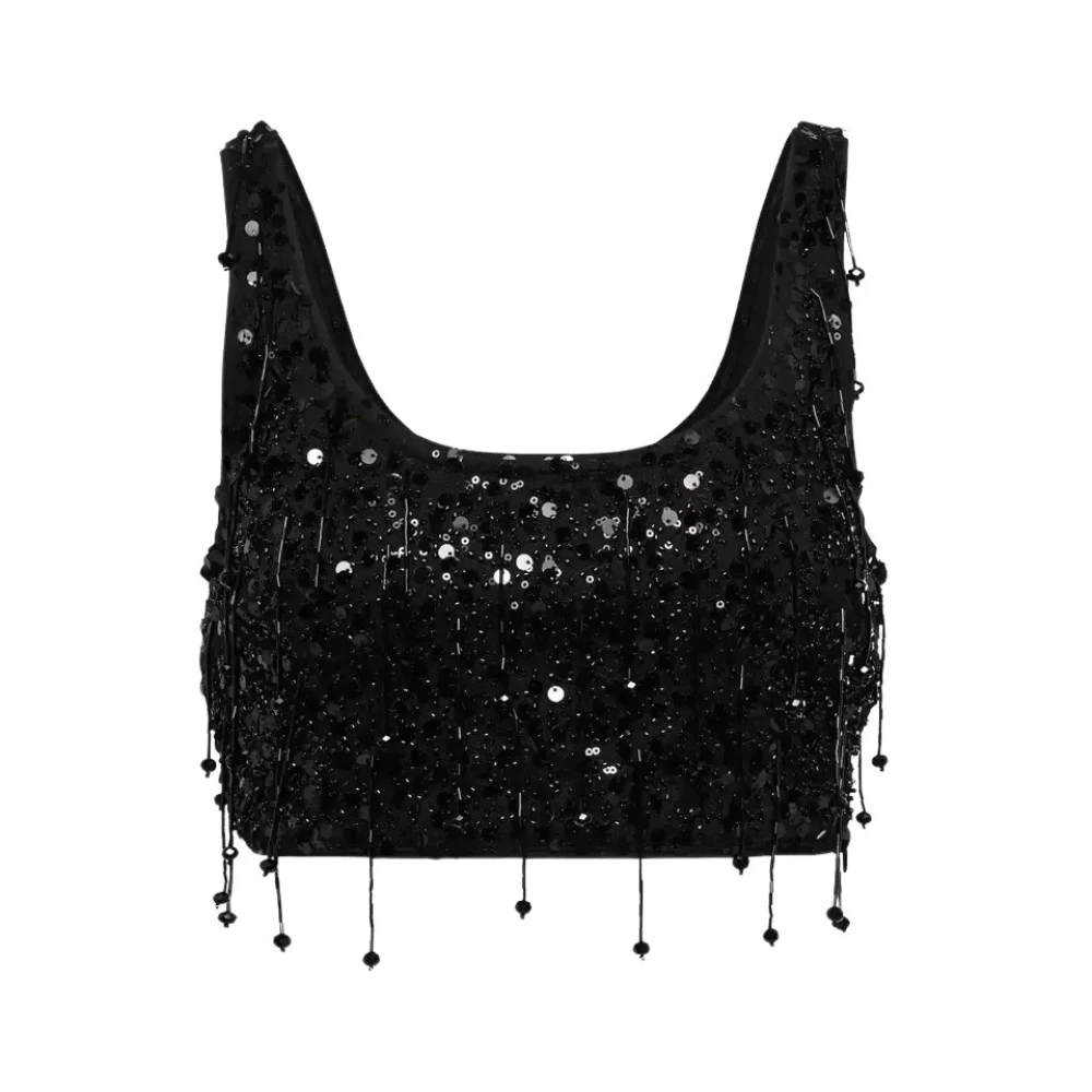 Simkhai Pailletten Crop Top Black Dames
