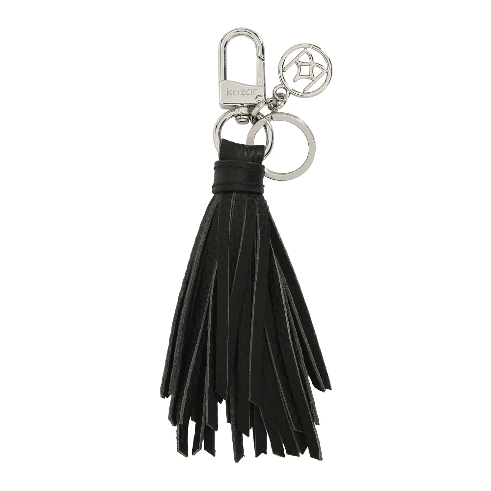 Kazar Elegante zwarte leren sleutelhanger met een clutch en zilveren accenten Black Dames