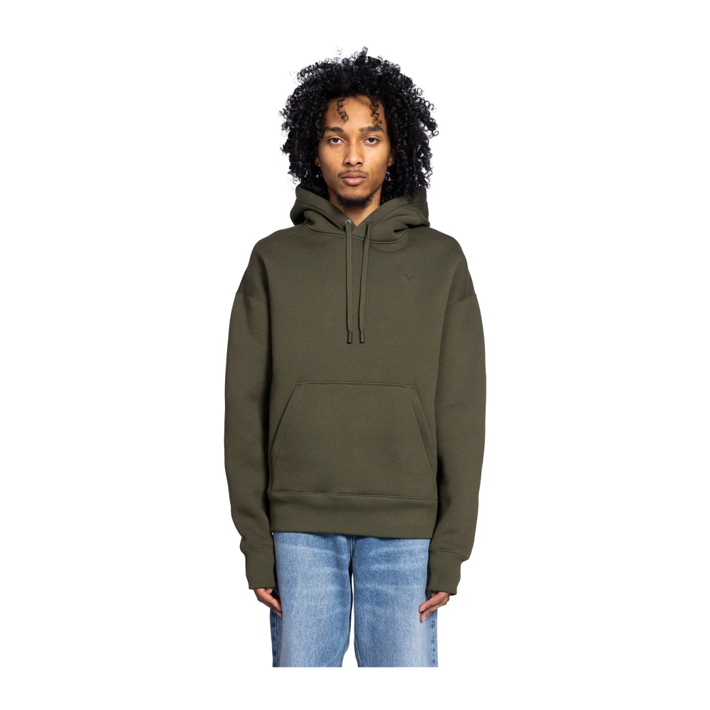 Ami Paris Geëmbosseerde Hoodie in Loden Groen Green Heren