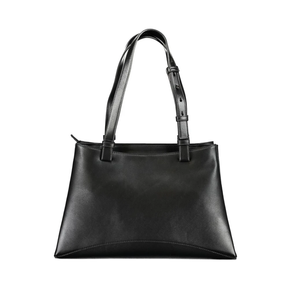 Love Moschino Zwarte Polyethyleen Schoudertas met Meerdere Compartimenten Black Dames