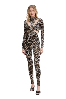 Leopardmönstrad Jumpsuit med Utskärning