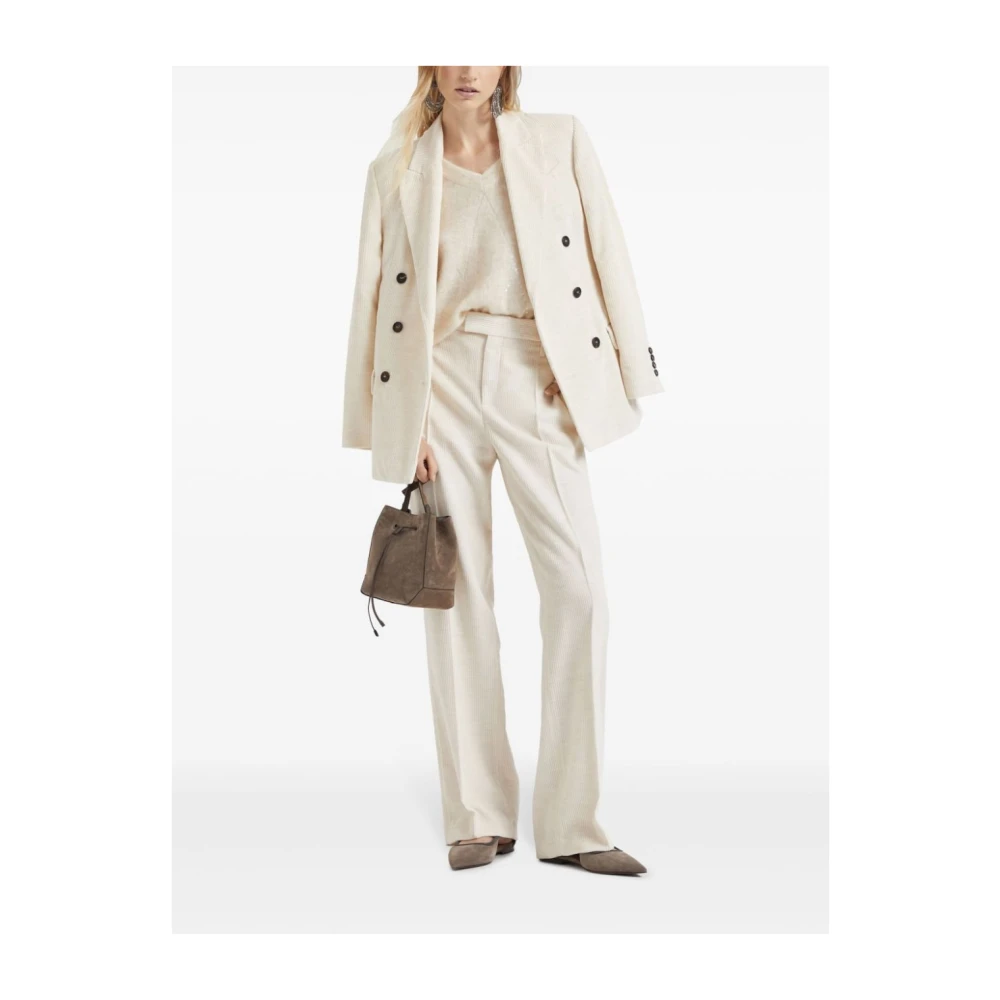 BRUNELLO CUCINELLI Diamantpatroon Paillet Sweater Beige Dames