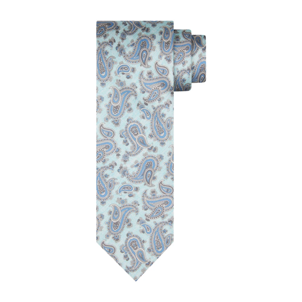 Profuomo Zijden Print Aqua Stropdas Blue Heren