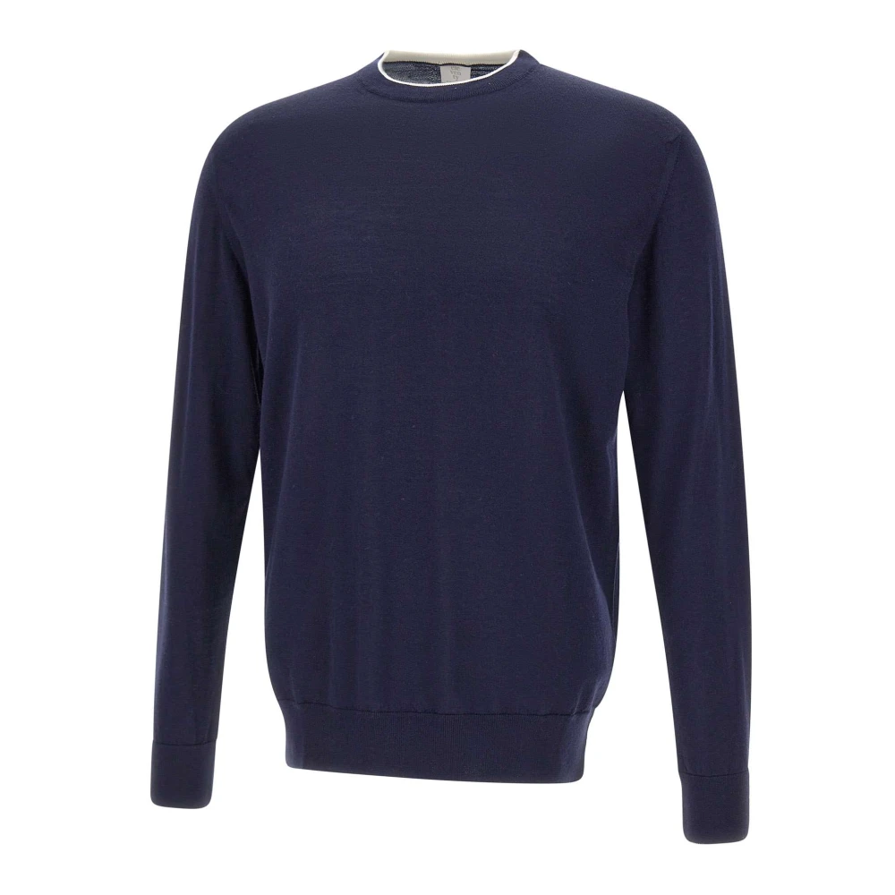 Eleventy Men's Blue Round-Neck Knitwear, L, Crewneck Jumper