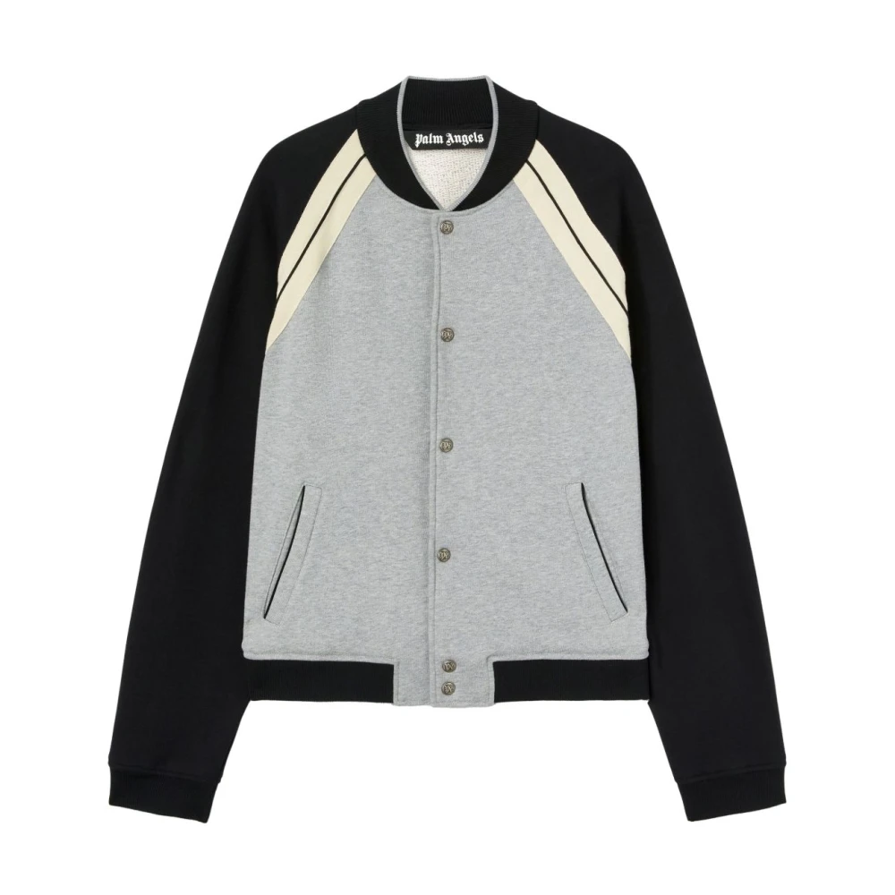 Palm Angels Grijze Sweater met Knoopsluiting Gray Heren