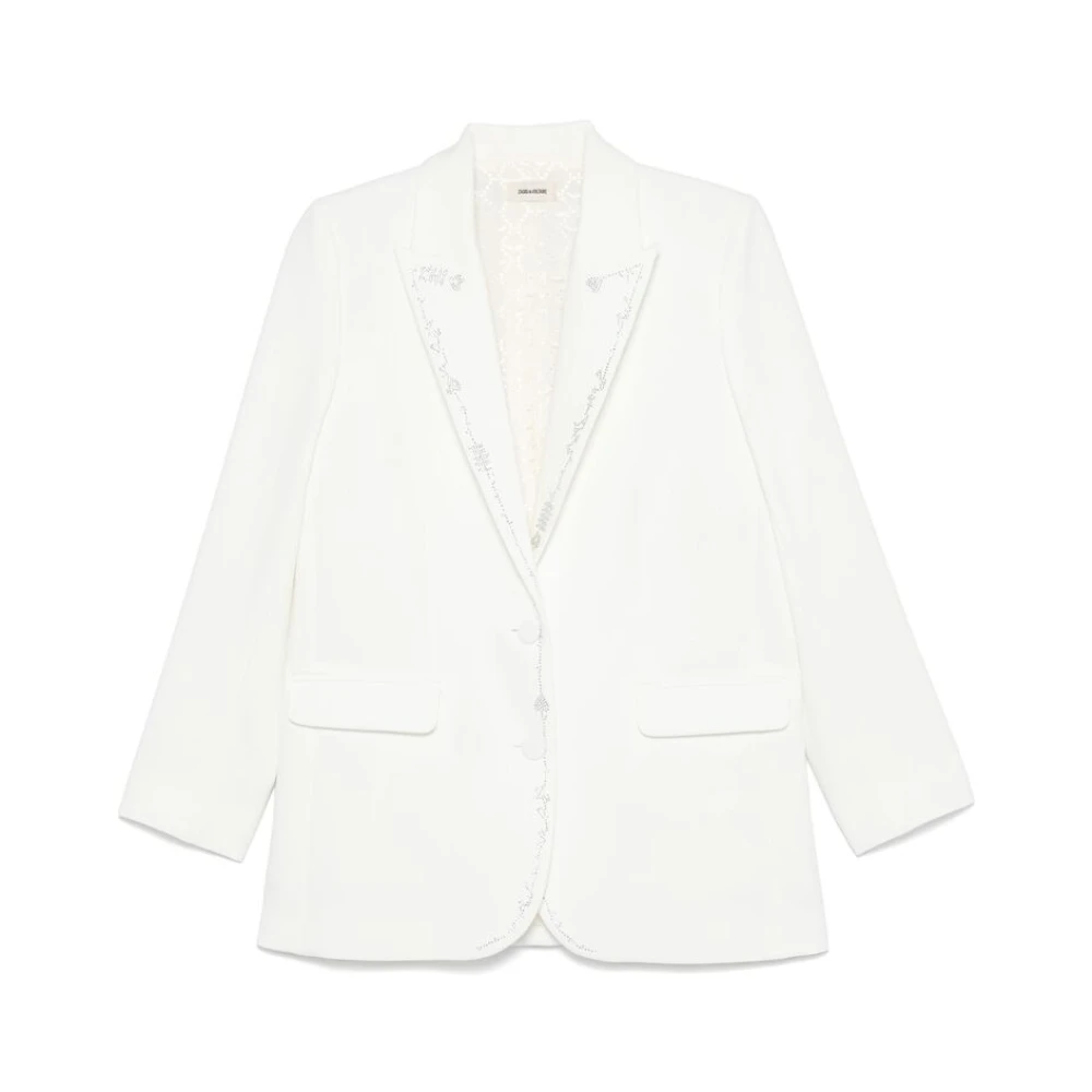 Zadig & Voltaire Witte Geknoopte Jas met Splitmanchetten White Dames