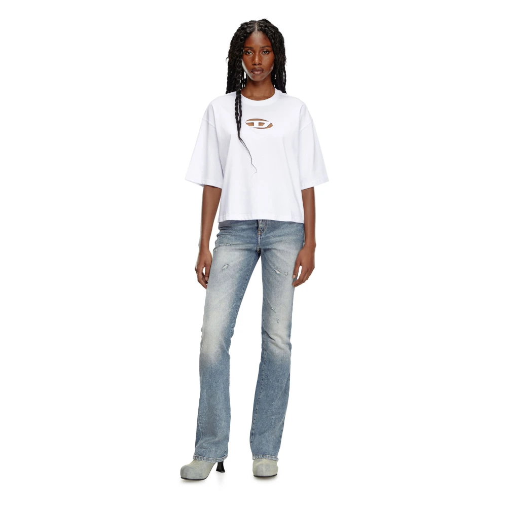Diesel Katoenen T-shirt met Oval-D Logo White Dames