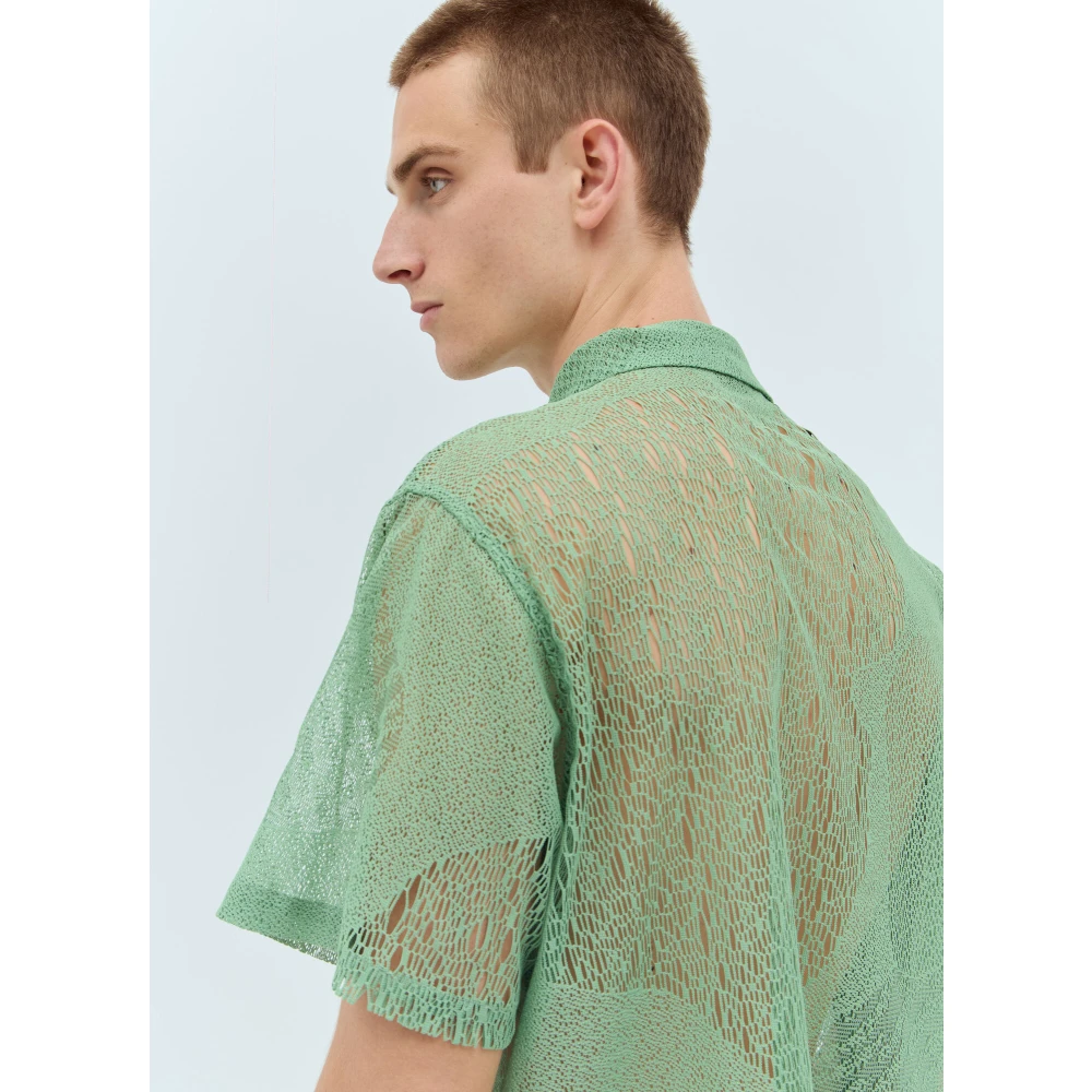 Brain Dead Mesh Shirt met Verschillende Knopen Green Heren