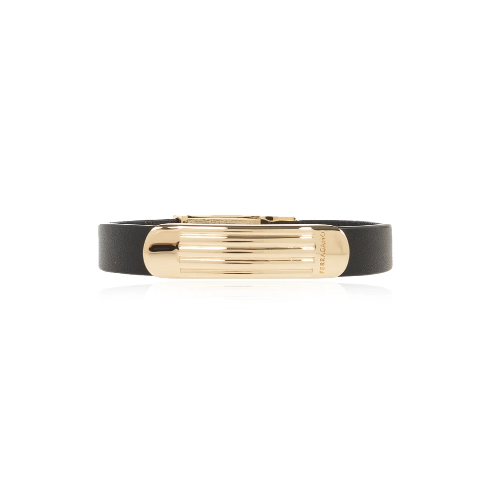 Salvatore Ferragamo Läderarmband Black, Herr