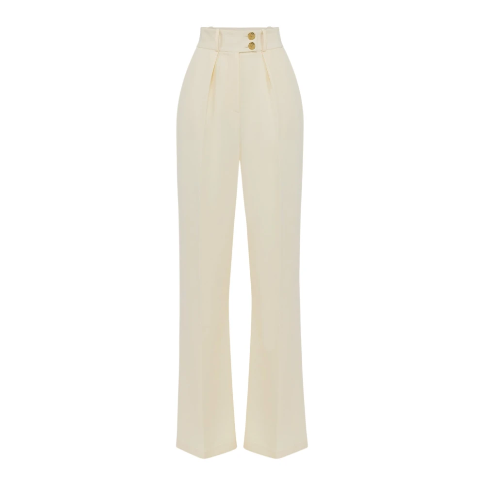 Elisabetta Franchi Beige Wide Trousers - Female - Wide Trousers - M - Trousers