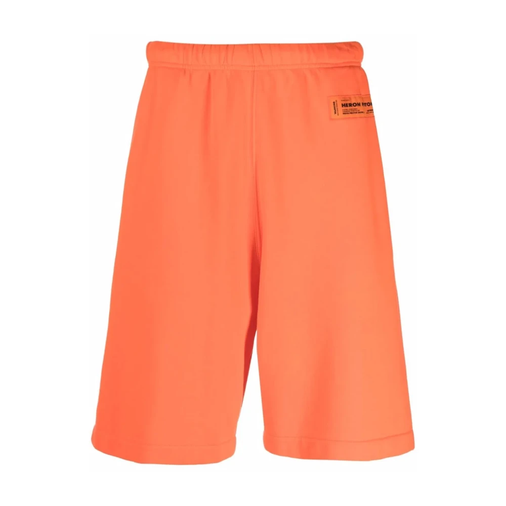 Heron Preston Men's Orange Cotton Logo Sweat Shorts