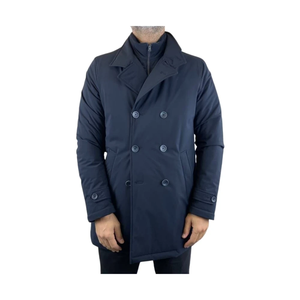 Herno Navy Blauwe Afneembare Parka Jas Blue Heren