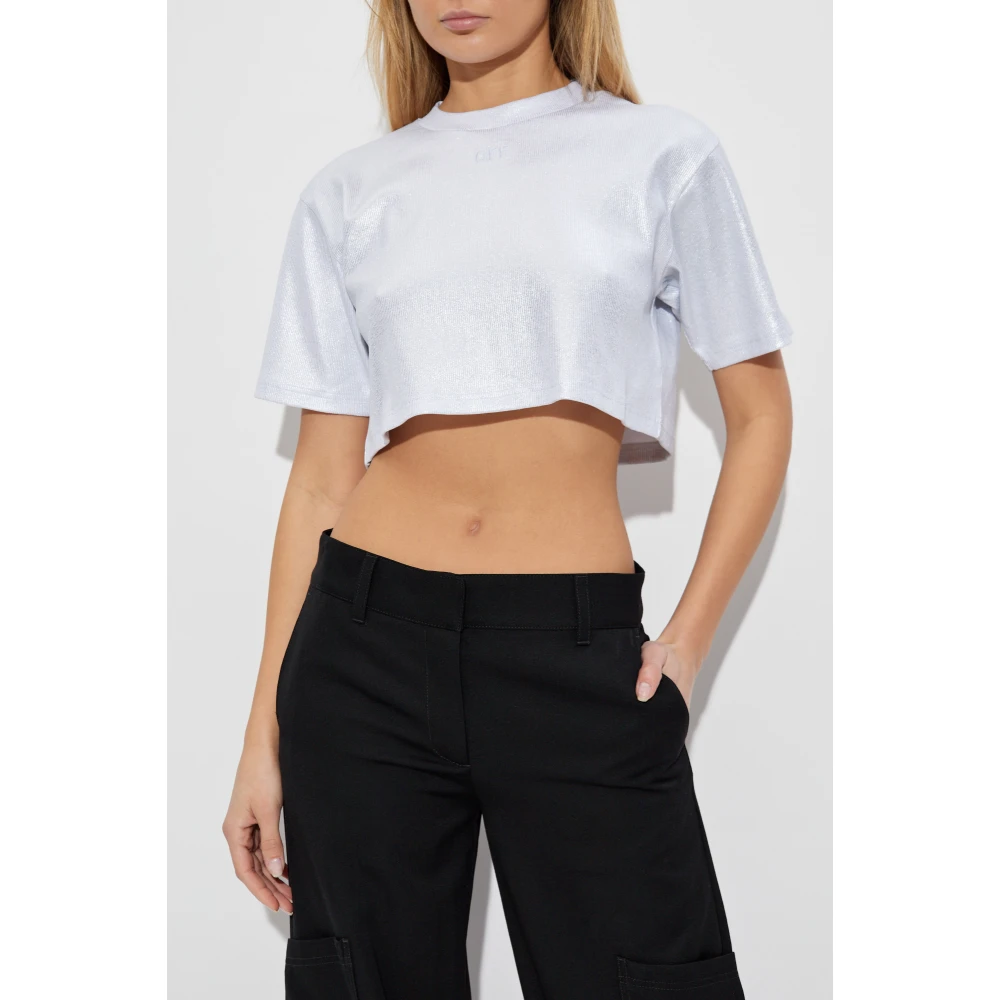 Off White Korte loszittende t-shirt Gray Dames