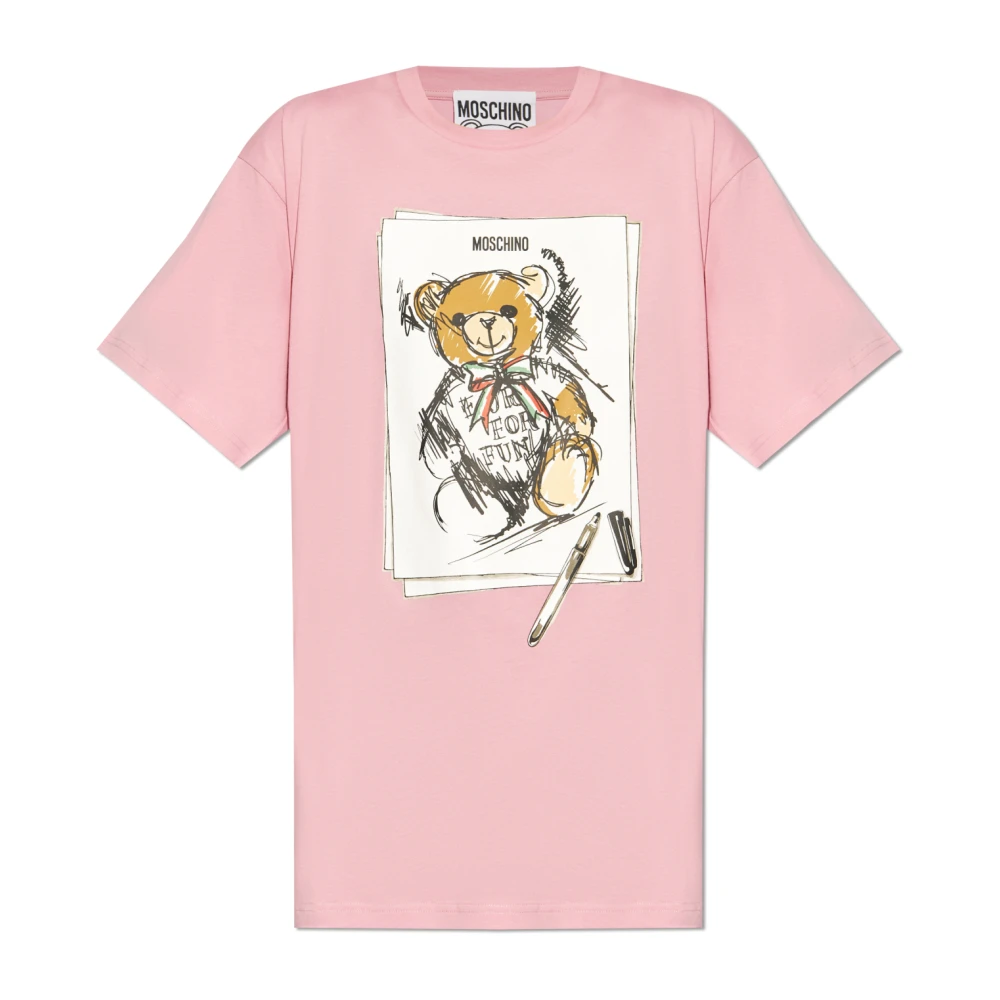 Moschino Teddy Bear Crew Neck T-shirts Pink Dames