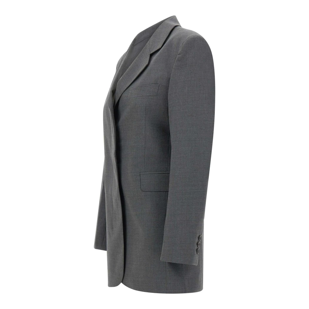 Remain Birger Christensen Grijze Wol Boxy Blazer Jas Gray Dames