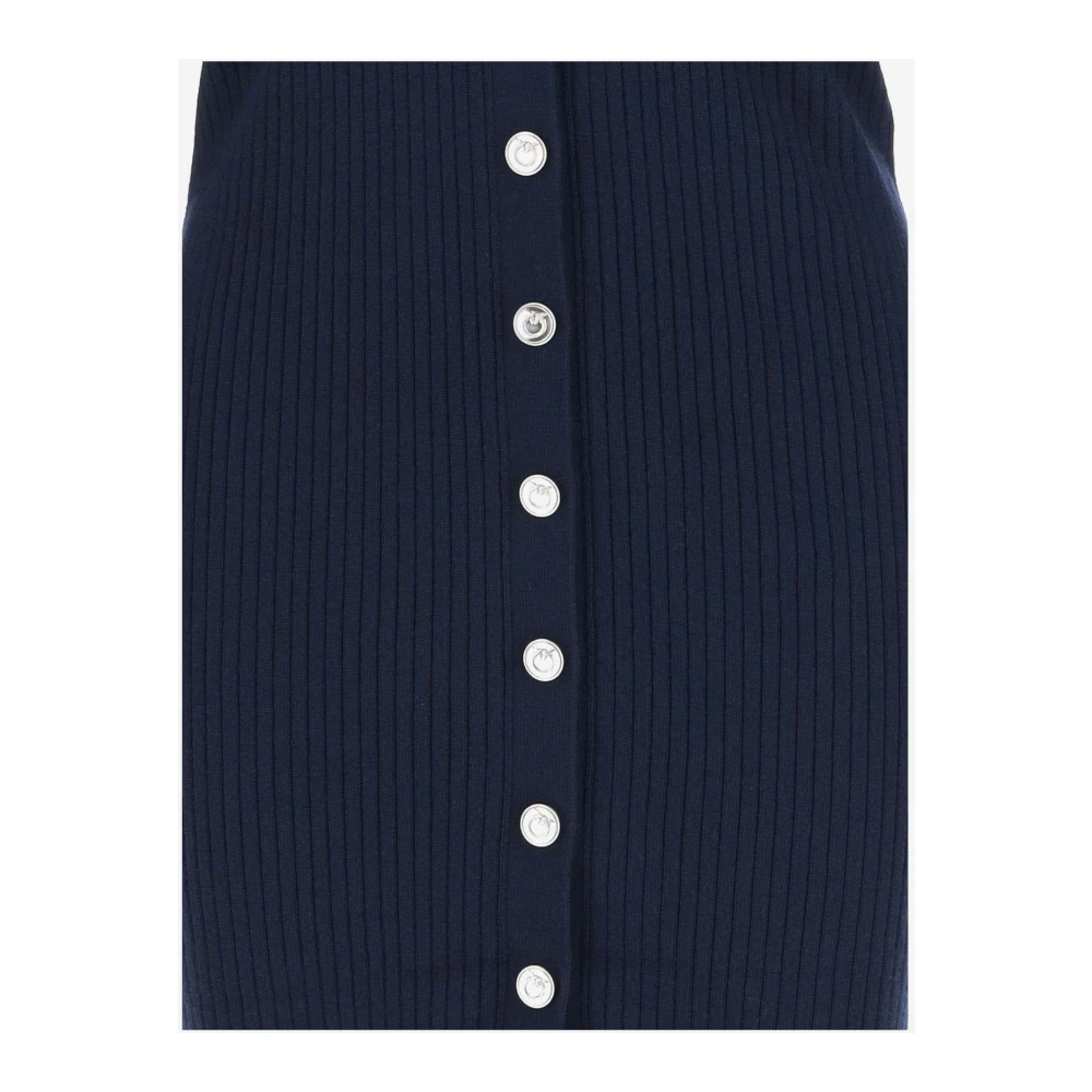 pinko V-hals Wolmix Gebreide Jurk Navy Blue Dames