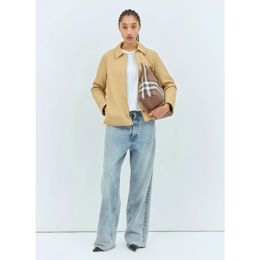 Burberry Geruite Omkeerbare Gewatteerde Jas Beige Dames