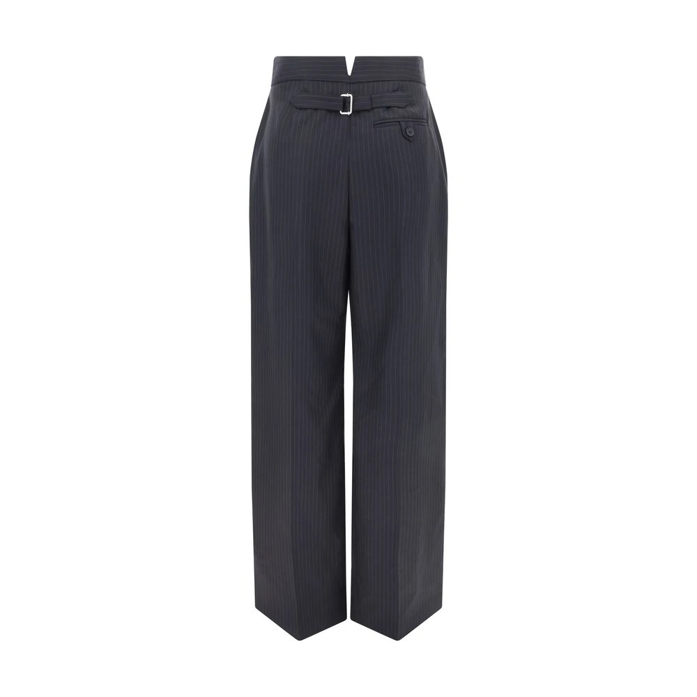 alexander mcqueen Gestreepte wijde pijpen wollen broek Blue Dames