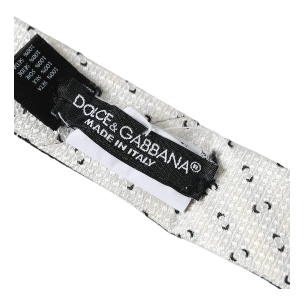 Dolce & Gabbana Zwart Wit Patroon Verstelbare Stropdas Black Heren