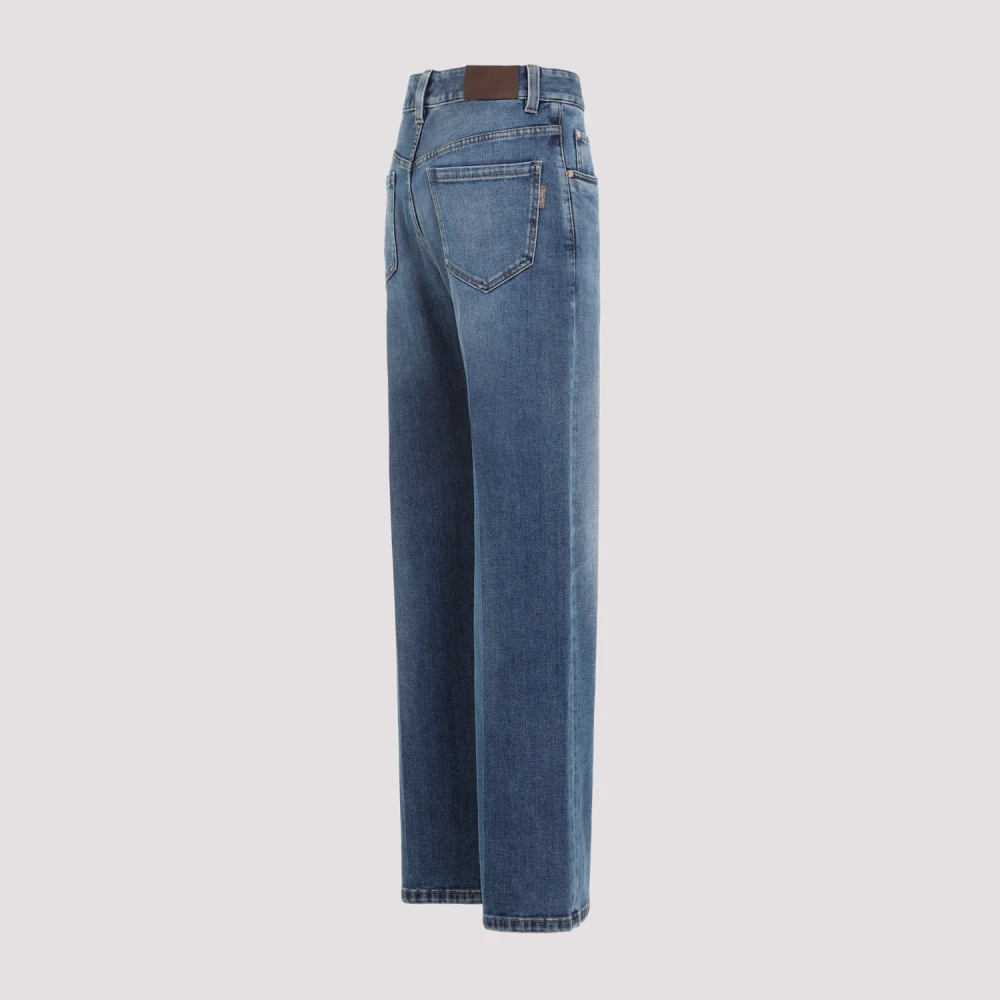 BRUNELLO CUCINELLI Blauwe Denim Straight Leg Pant Blue Dames