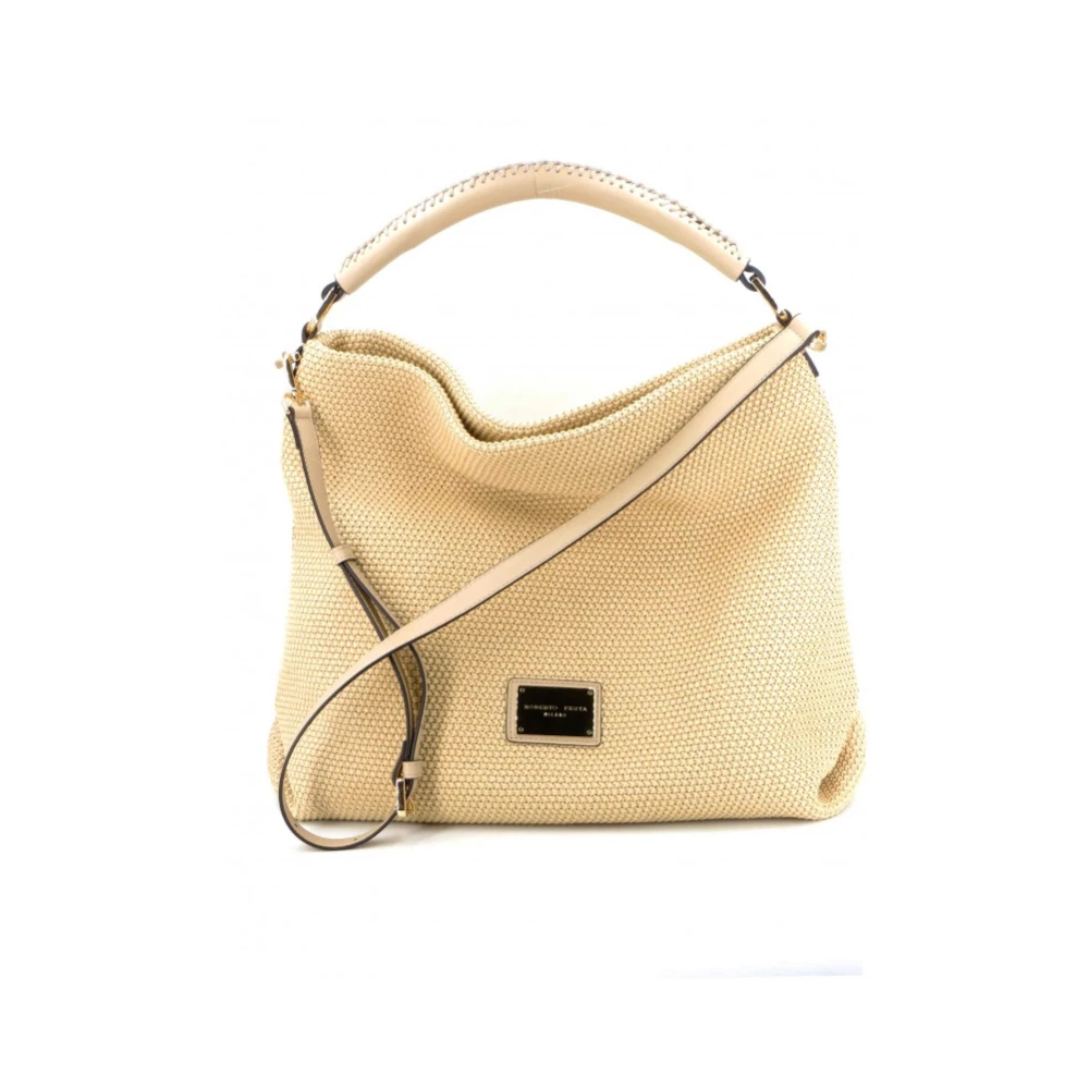 Roberto Festa Grote Raffia Schoudertas Beige Dames