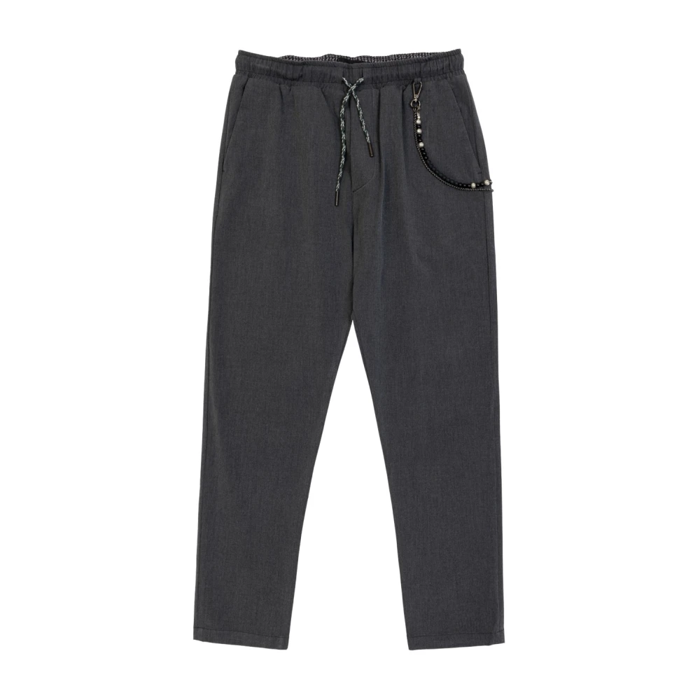 Gianni Lupo Stretchbroek met ketting en veters Gray Heren