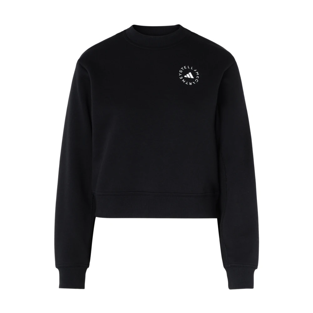 Adidas by stella mccartney Zwarte katoenen sweatshirt met bedrukt logo Black Dames