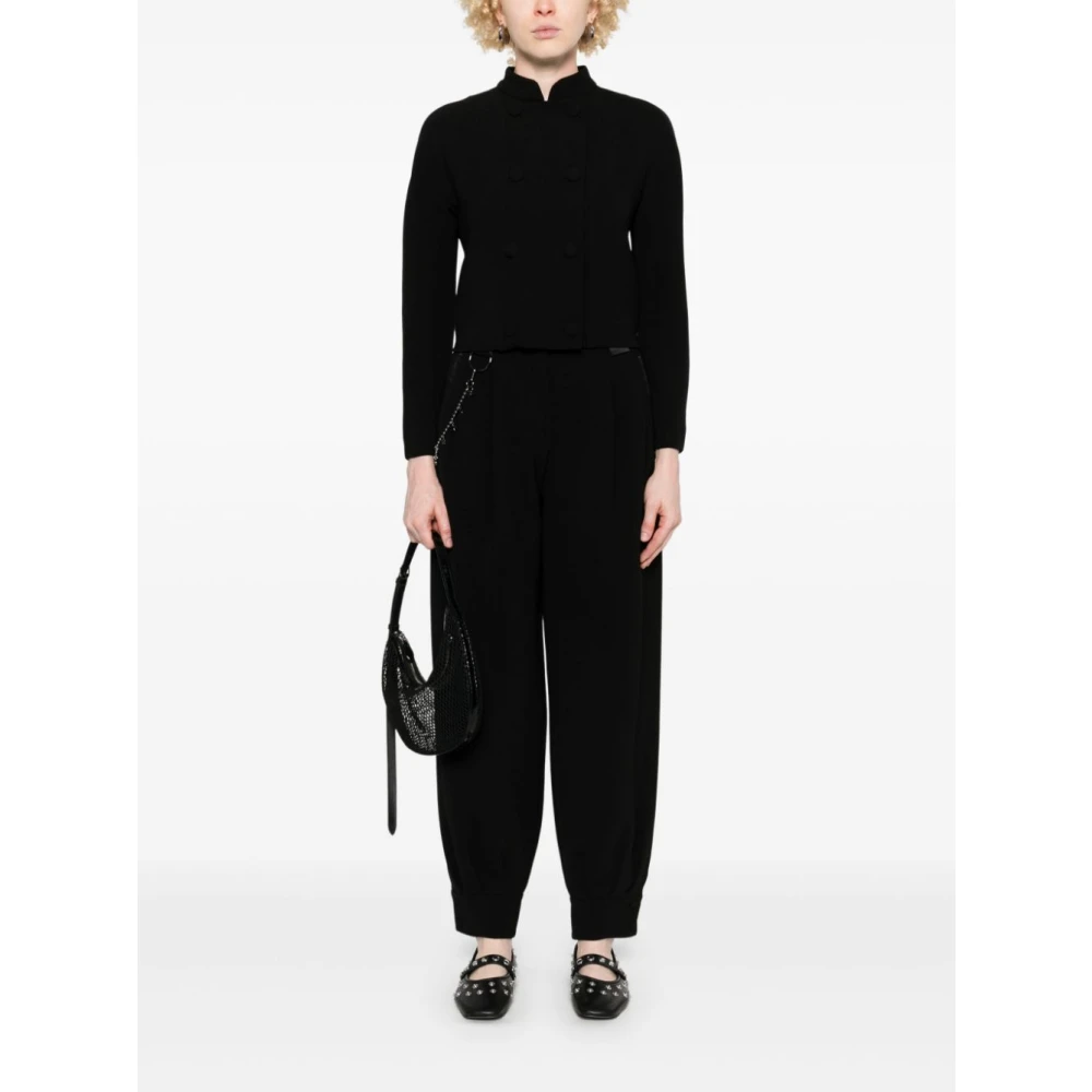 Emporio Armani Zwarte Capsule Jackets met Opstaande Kraag Black Dames