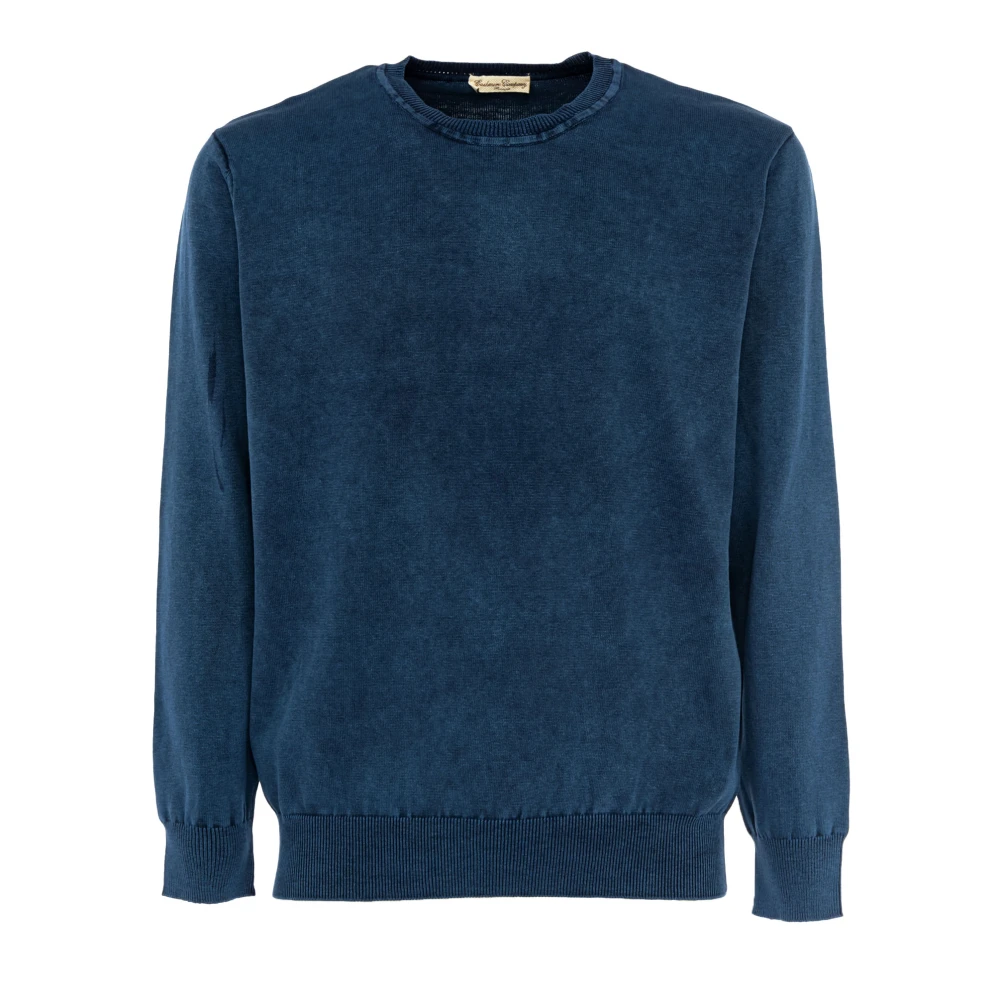 Cashmere Company Heren Cashmere Patch Pullover Sweater Blue Heren