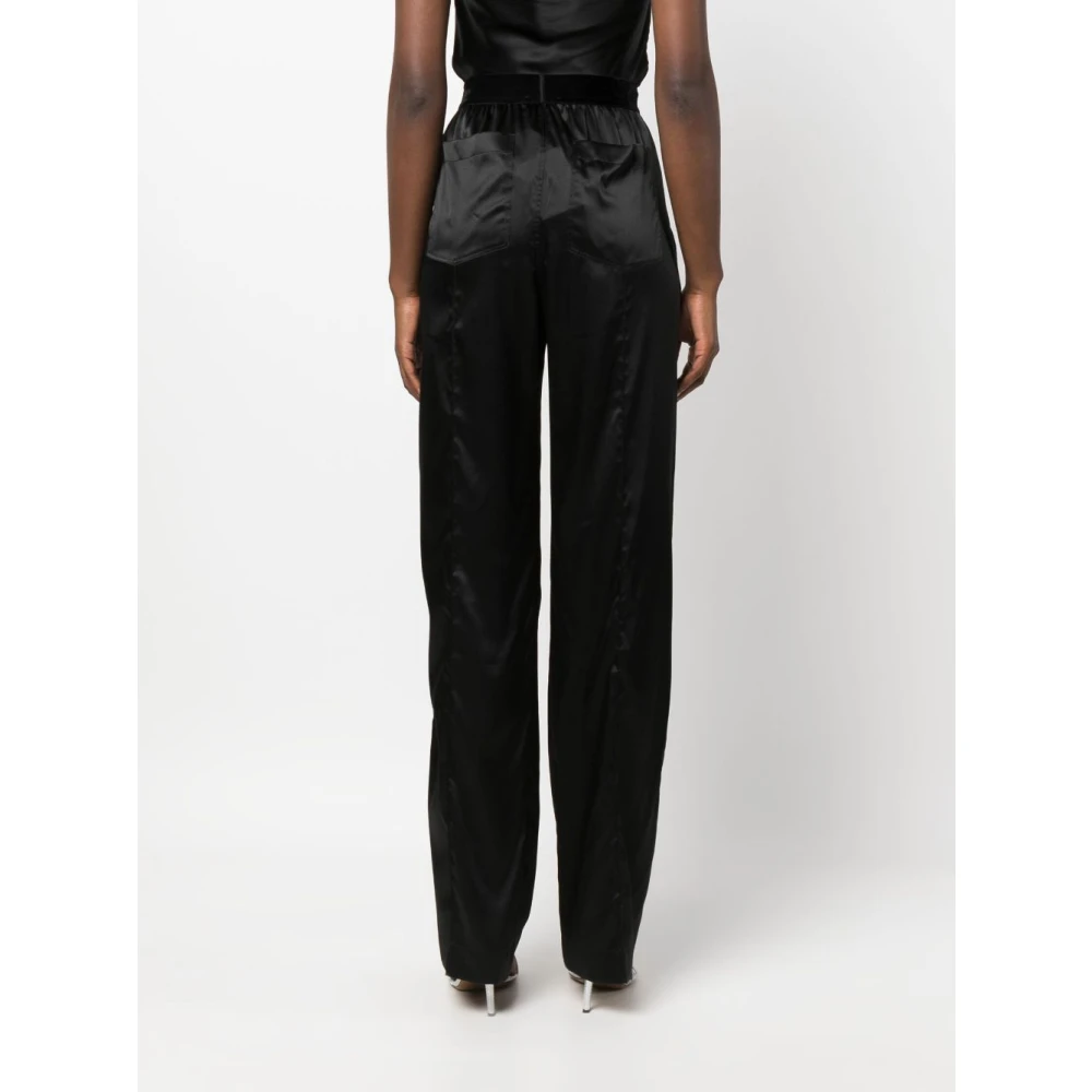 Tom Ford Zwarte Zijden Satijnen Broek Black Dames