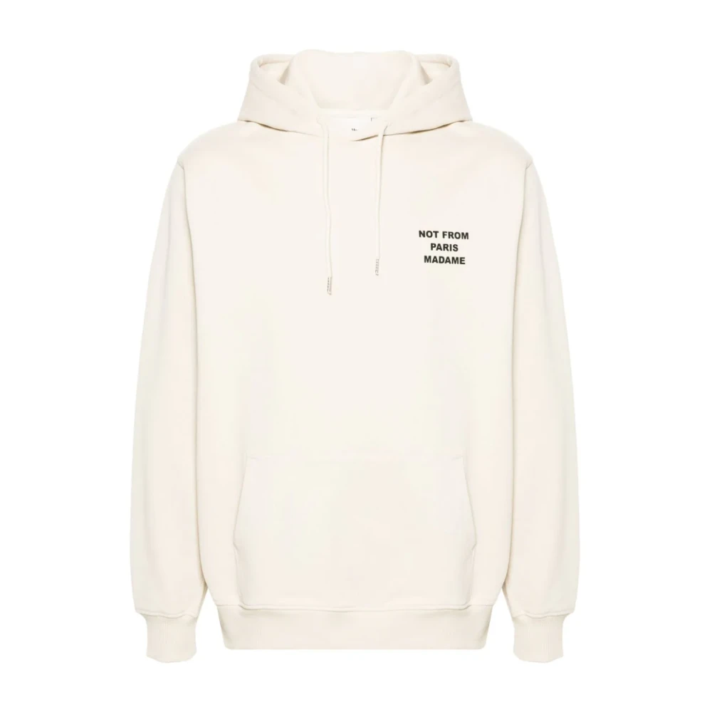 Drole de Monsieur Slogan Hoodie Beige Katoen Logo Beige Heren