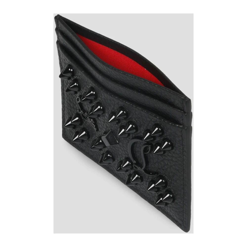 Christian Louboutin Gespikkelde Leren Kaarthouder Black Dames