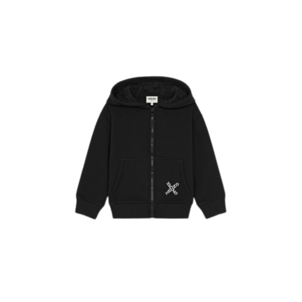 Kenzo Sportig Svart Hoodie med X Design Black, Pojke