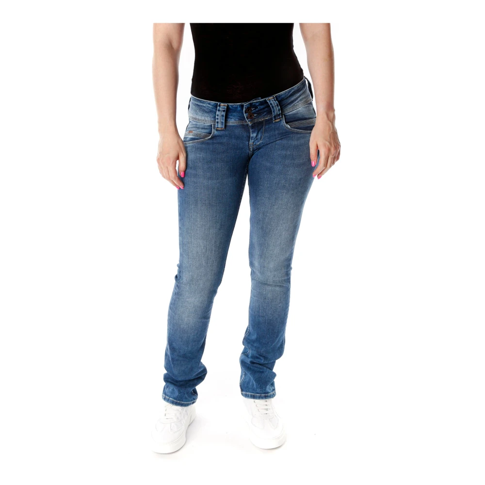 Pepe Jeans Låg Midja Straight Fit Jeans Blue, Dam