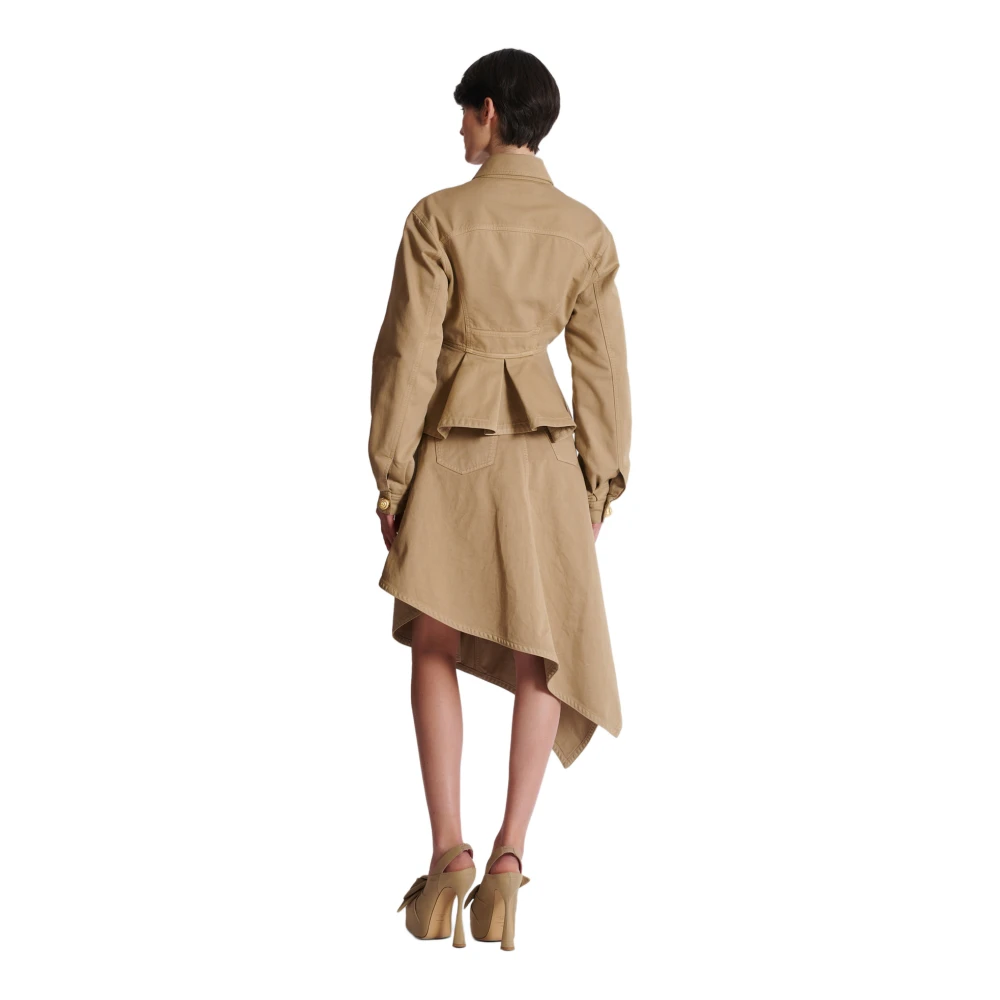 Balmain Gerimpelde katoenen canvasjas Beige Dames