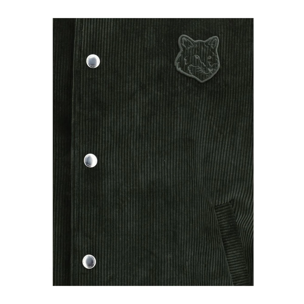 Maison Kitsuné Corduroy Teddy Jack Snap Button Sluiting Green Heren
