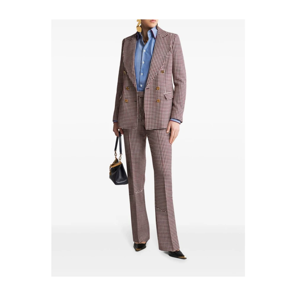 ETRO Houndstooth Slim Fit Broek Red Dames