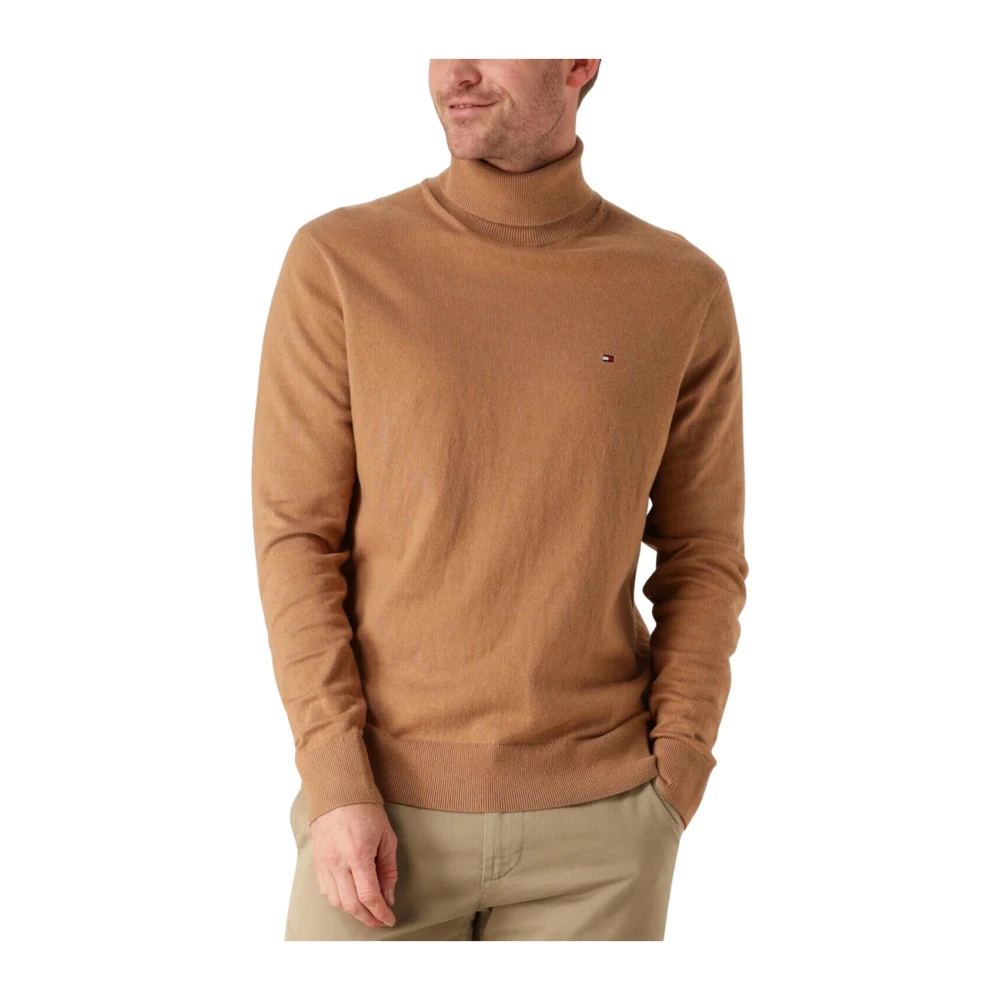 TOMMY HILFIGER Heren Truien & Vesten Pima Org Ctn Cashmere Roll Neck Camel