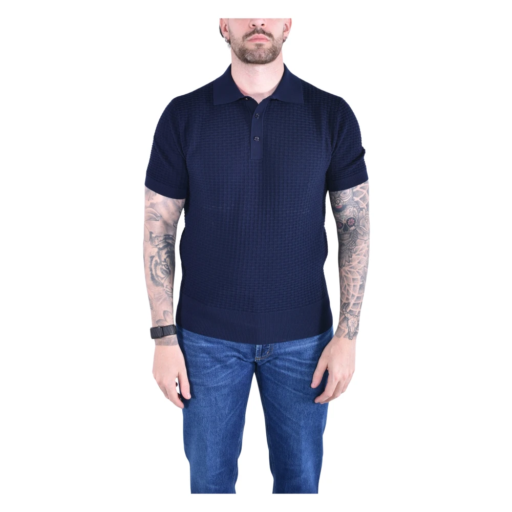 Kangra Men's Blue Polo Shirts, M, Buttoned Short-Sleeve Polo