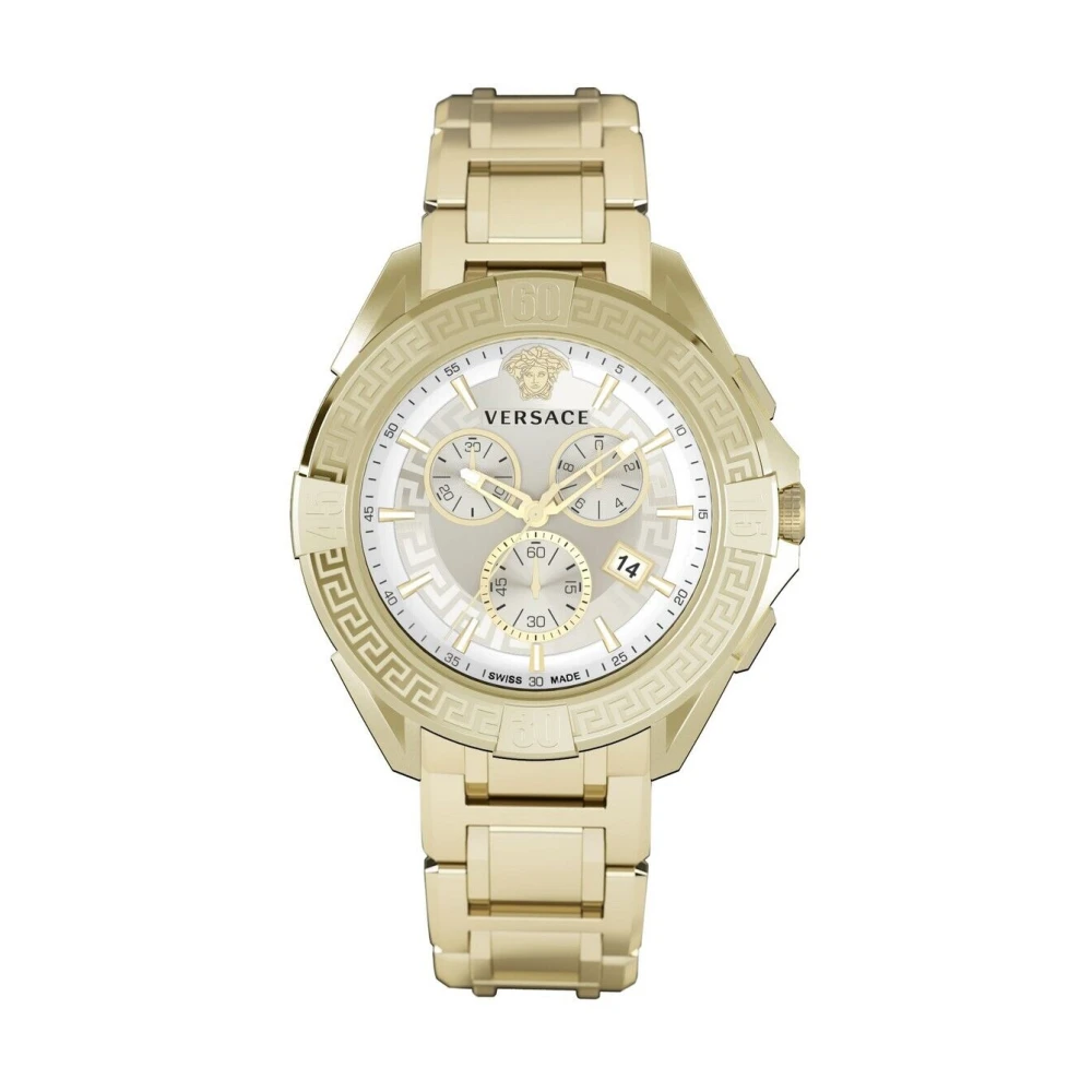 Versace Men's Multicolor Watches, One Size, Chrono Sporty Gold White Watch