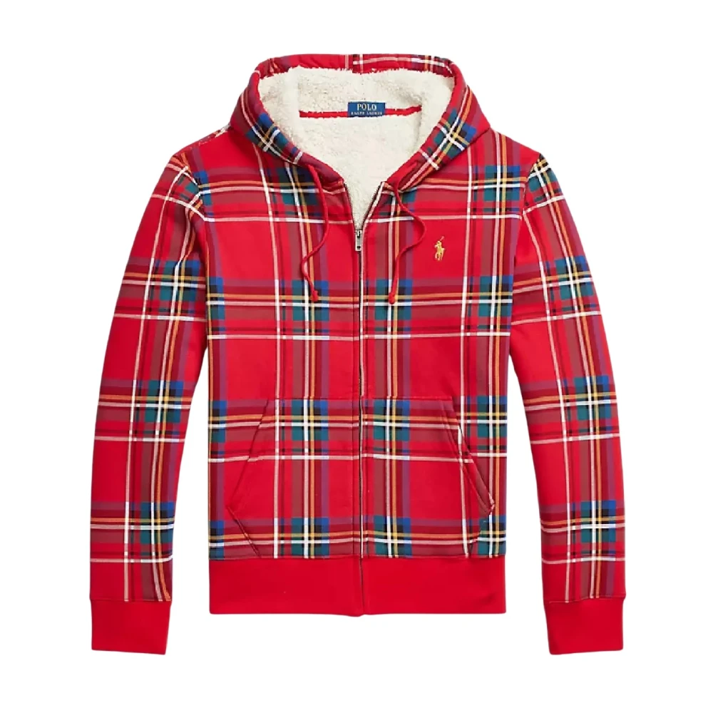 Ralph Lauren Geruite hoodie Red Heren