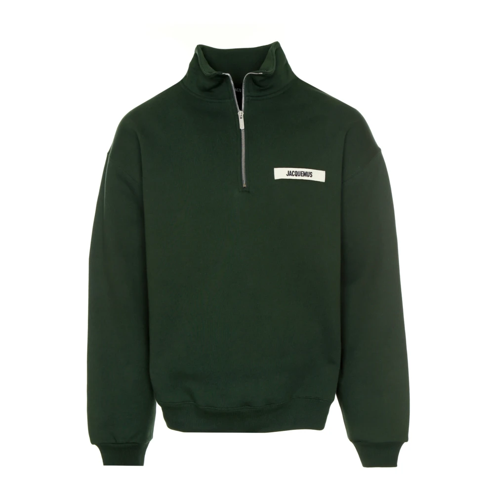 Jacquemus Gros Grain Half-Zip Sweatshirt Green Heren